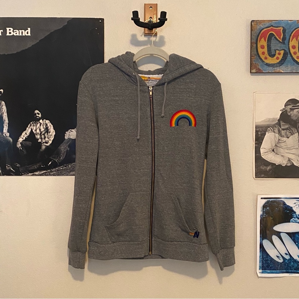 Aviator Nation Rainbow Embroidered Hoodie Medium